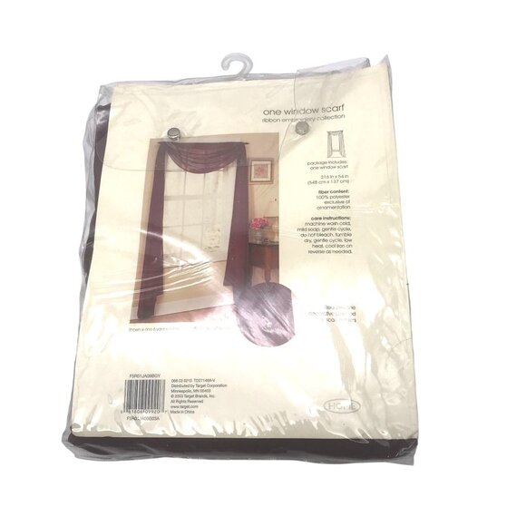 Target Home Window Panel Drapery, Burgundy Ribbon Embroidery Scarf, 216x54in, Lo - Picture 5 of 5